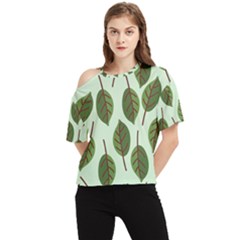 Green Leaves One Shoulder Cut Out Tee