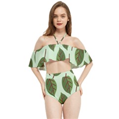 Green Leaves Halter Flowy Bikini Set  by Blush