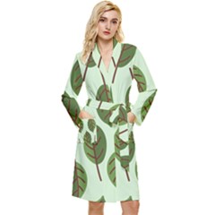 Green Leaves Long Sleeve Velour Robe