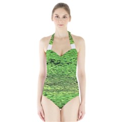 Green Waves Flow Series 2 Halter Swimsuit by DimitriosArt