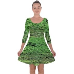 Green Waves Flow Series 2 Quarter Sleeve Skater Dress by DimitriosArt