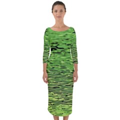 Green Waves Flow Series 2 Quarter Sleeve Midi Bodycon Dress by DimitriosArt