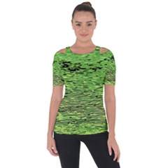 Green Waves Flow Series 2 Shoulder Cut Out Short Sleeve Top by DimitriosArt