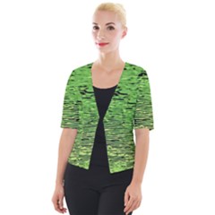 Green Waves Flow Series 2 Cropped Button Cardigan by DimitriosArt