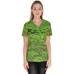 Green Waves Flow Series 2 Women s V-neck Scrub Top by DimitriosArt