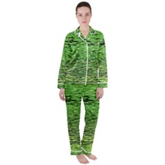 Green Waves Flow Series 2 Satin Long Sleeve Pajamas Set by DimitriosArt