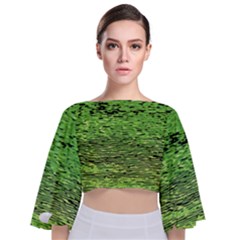 Green Waves Flow Series 2 Tie Back Butterfly Sleeve Chiffon Top by DimitriosArt