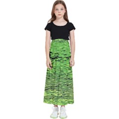 Green Waves Flow Series 2 Kids  Flared Maxi Skirt by DimitriosArt