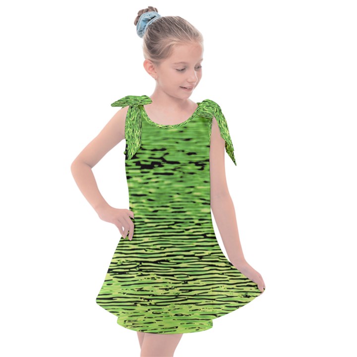 Green Waves Flow Series 2 Kids  Tie Up Tunic Dress