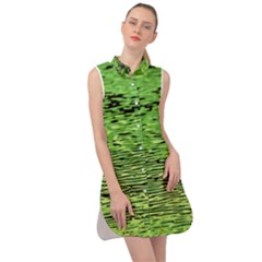 Green Waves Flow Series 2 Sleeveless Shirt Dress by DimitriosArt