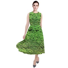 Green Waves Flow Series 2 Round Neck Boho Dress by DimitriosArt