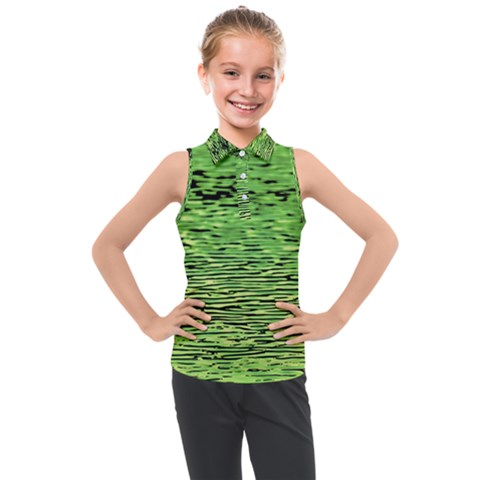 Green Waves Flow Series 2 Kids  Sleeveless Polo Tee by DimitriosArt