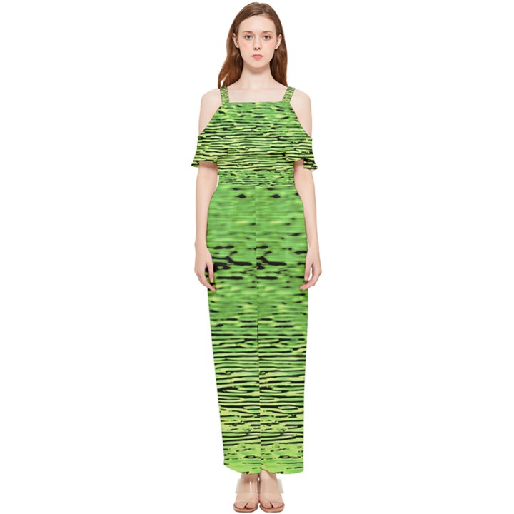 Green Waves Flow Series 2 Draped Sleeveless Chiffon Jumpsuit