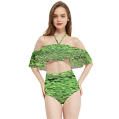 Green Waves Flow Series 2 Halter Flowy Bikini Set  by DimitriosArt