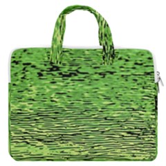 Green Waves Flow Series 2 Macbook Pro Double Pocket Laptop Bag by DimitriosArt