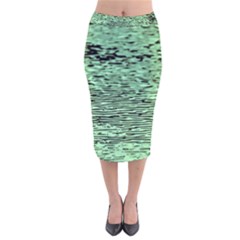 Blue Waves Flow Series 4 Velvet Midi Pencil Skirt by DimitriosArt