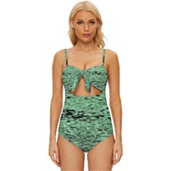 Blue Waves Flow Series 4 Knot Front One-piece Swimsuit by DimitriosArt