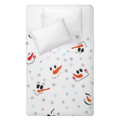 Cute Faces Of Snowmen Duvet Cover Double Side (single Size) by SychEva