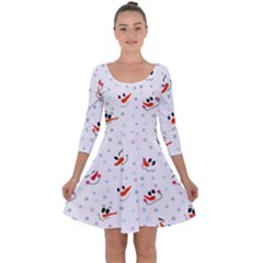 Cute Faces Of Snowmen Quarter Sleeve Skater Dress by SychEva