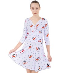 Cute Faces Of Snowmen Quarter Sleeve Front Wrap Dress by SychEva