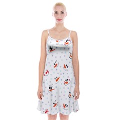 Cute Faces Of Snowmen Spaghetti Strap Velvet Dress by SychEva