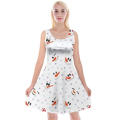 Cute Faces Of Snowmen Reversible Velvet Sleeveless Dress by SychEva