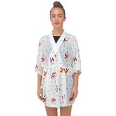 Cute Faces Of Snowmen Half Sleeve Chiffon Kimono by SychEva