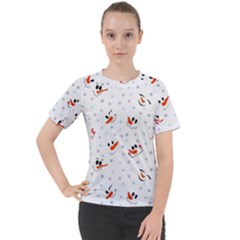 Cute Faces Of Snowmen Women s Sport Raglan Tee