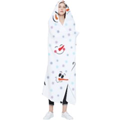 Cute Faces Of Snowmen Wearable Blanket by SychEva