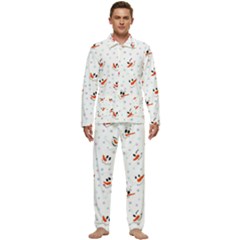 Cute Faces Of Snowmen Men s Long Sleeve Velvet Pocket Pajamas Set by SychEva