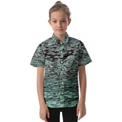 Blue Waves Flow Series 5 Kids  Short Sleeve Shirt by DimitriosArt