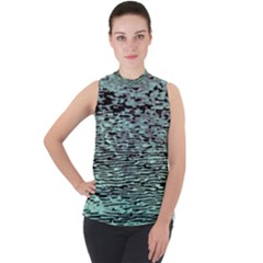 Blue Waves Flow Series 5 Mock Neck Chiffon Sleeveless Top by DimitriosArt