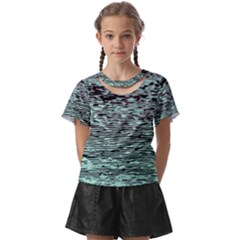 Blue Waves Flow Series 5 Kids  Front Cut Tee by DimitriosArt