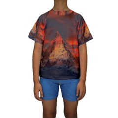 Switzerland-zermatt-mountains-snow Kids  Short Sleeve Swimwear