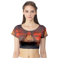 Switzerland-zermatt-mountains-snow Short Sleeve Crop Top