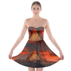 Switzerland-zermatt-mountains-snow Strapless Bra Top Dress