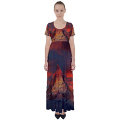 Switzerland-zermatt-mountains-snow High Waist Short Sleeve Maxi Dress