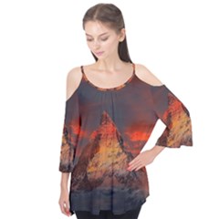 Switzerland-zermatt-mountains-snow Flutter Sleeve Tee 