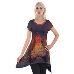 Switzerland-zermatt-mountains-snow Short Sleeve Side Drop Tunic