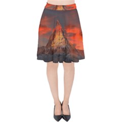 Switzerland-zermatt-mountains-snow Velvet High Waist Skirt by Pakrebo