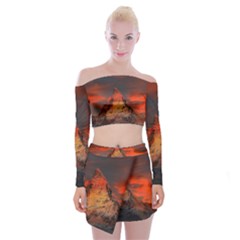 Switzerland-zermatt-mountains-snow Off Shoulder Top With Mini Skirt Set