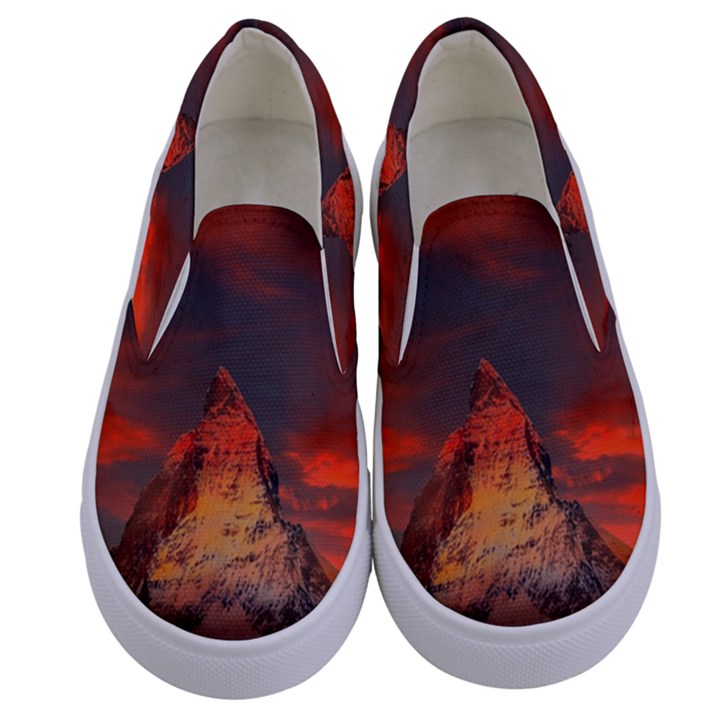 Switzerland-zermatt-mountains-snow Kids  Canvas Slip Ons