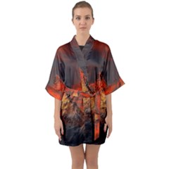 Switzerland-zermatt-mountains-snow Half Sleeve Satin Kimono 