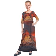 Switzerland-zermatt-mountains-snow Kids  Quarter Sleeve Maxi Dress