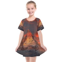 Switzerland-zermatt-mountains-snow Kids  Smock Dress