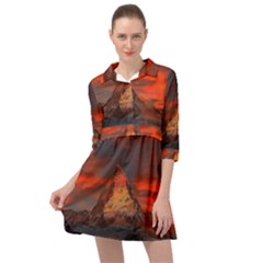 Switzerland-zermatt-mountains-snow Mini Skater Shirt Dress