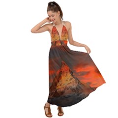 Switzerland-zermatt-mountains-snow Backless Maxi Beach Dress