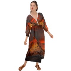 Switzerland-zermatt-mountains-snow Grecian Style  Maxi Dress