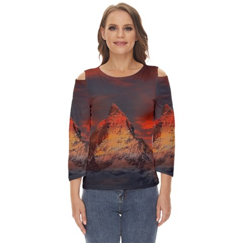 Switzerland-zermatt-mountains-snow Cut Out Wide Sleeve Top by Pakrebo