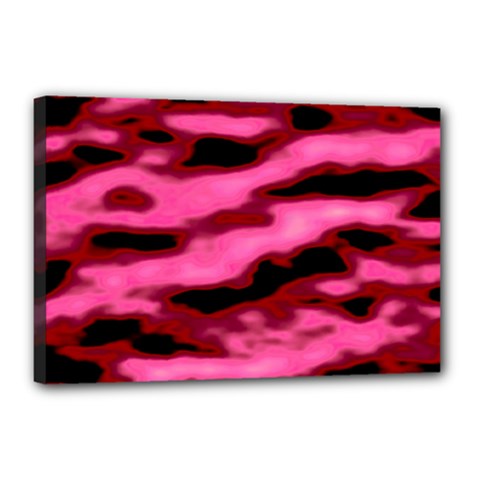 Pink  Waves Flow Series 3 Canvas 18  X 12  (stretched) by DimitriosArt